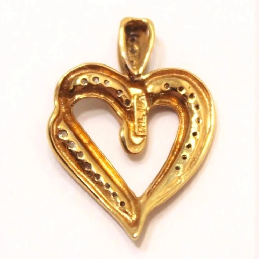 10K Yellow Gold Diamond Heart Pendant TW 2.1g - Picture 2 of 4